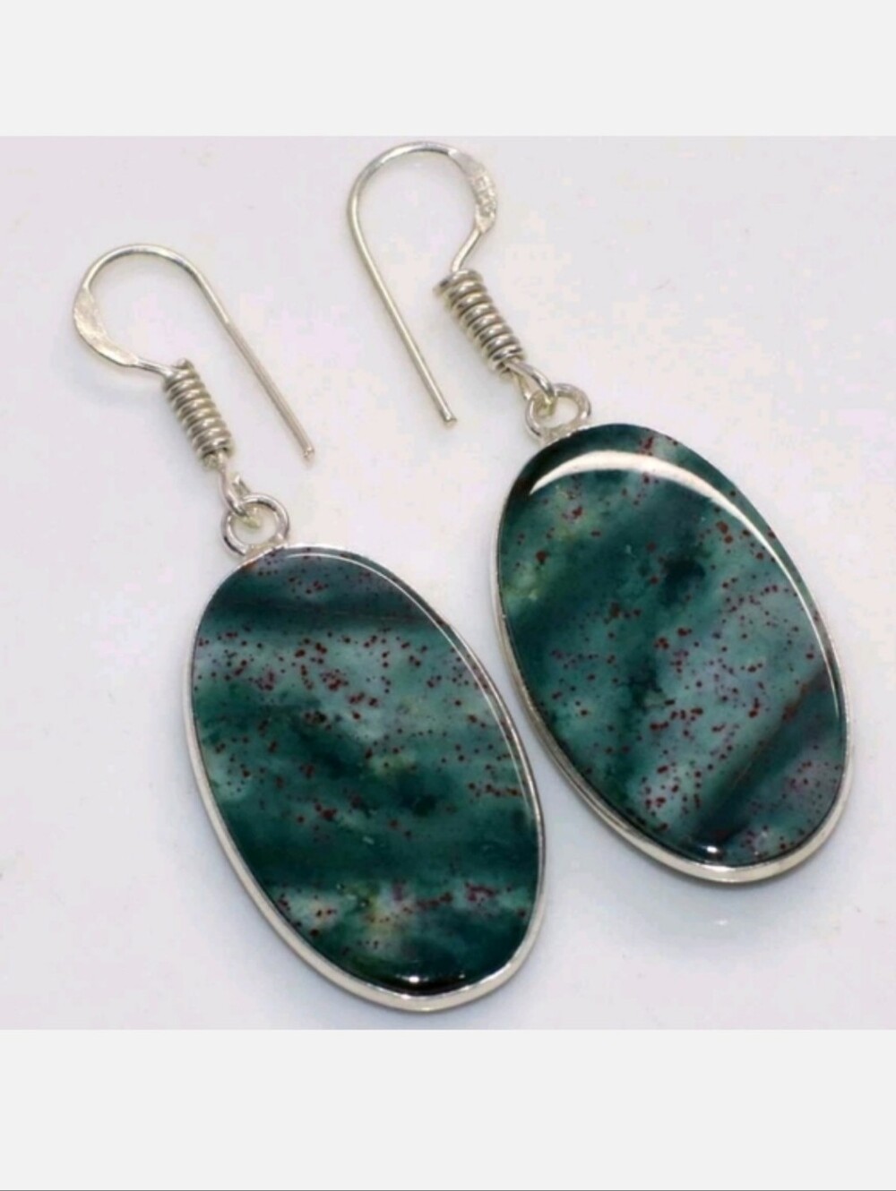 Bloodstone Gemstone 925 Sterling Silver Handmade Drop Dangle Earrings
